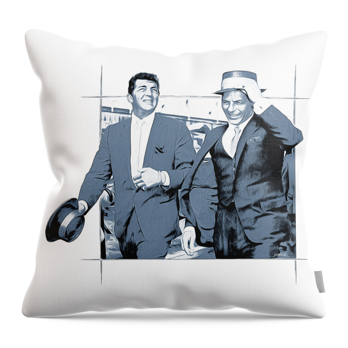 Singers Throw Pillow featuring the digital art Sinatra and Martin by Greg Joens