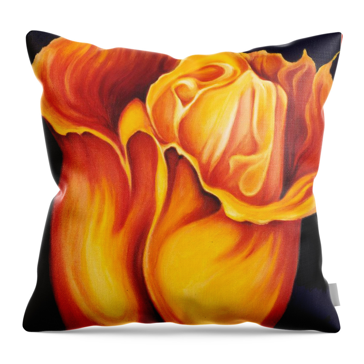Surreal Tulip Throw Pillow featuring the painting Singing Tulip by Jordana Sands