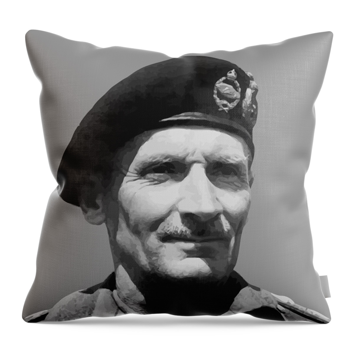 Monty Throw Pillow featuring the painting Sir Bernard Law Montgomery by War Is Hell Store