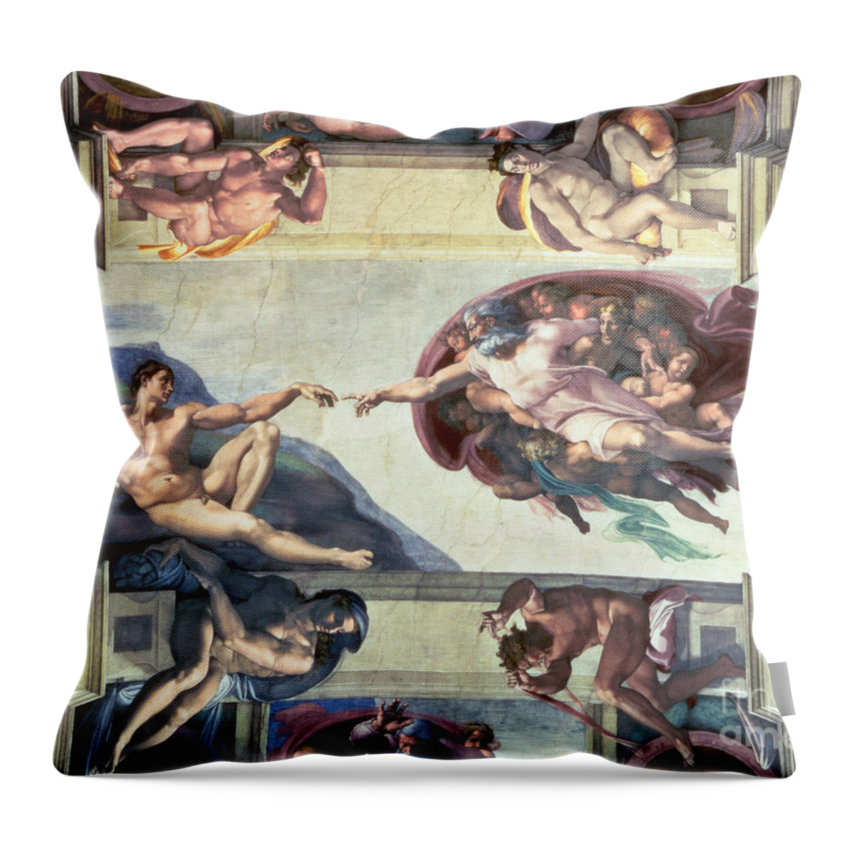 Sistine Chapel Ceiling Creation Of Adam Throw Pillow