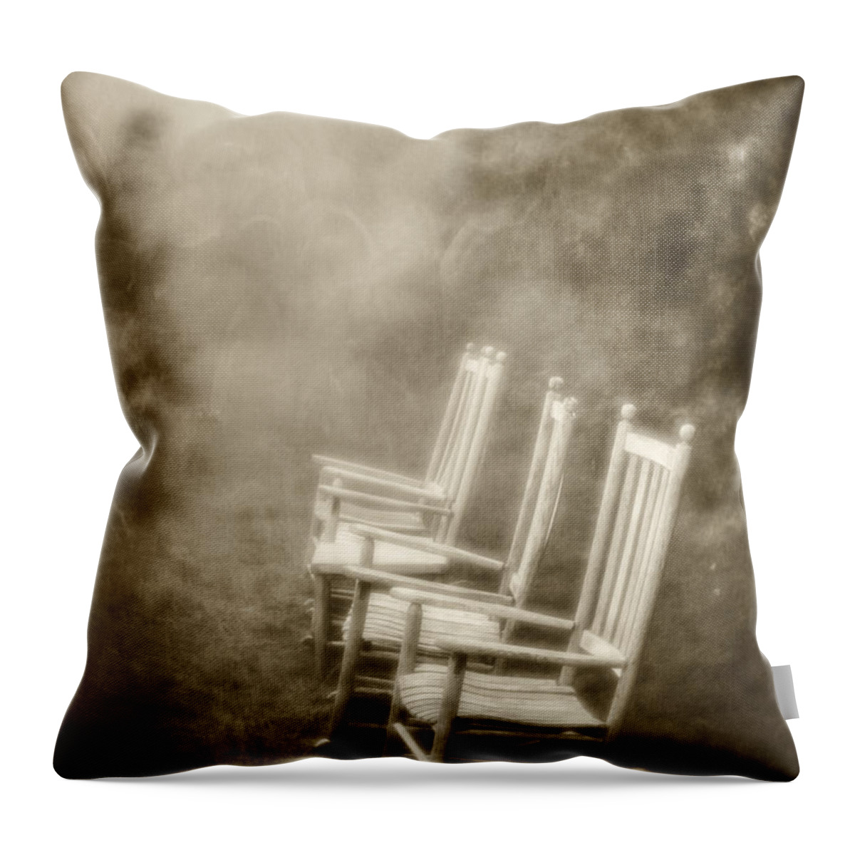 Mt. Pisgah Throw Pillow featuring the photograph Sit A Spell-sepia by Joye Ardyn Durham