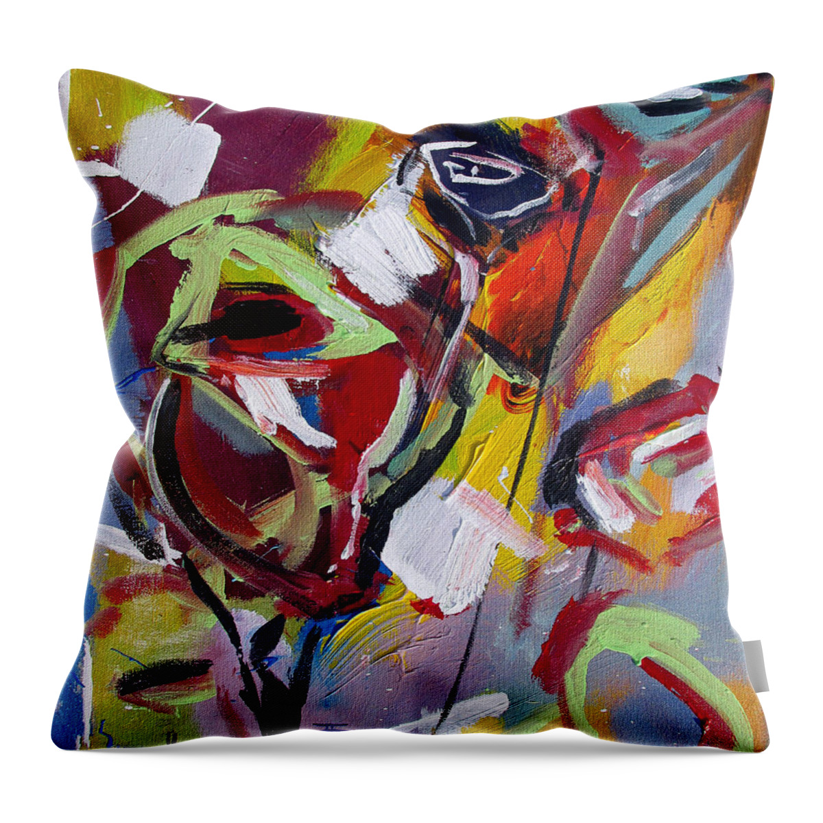 Florals Throw Pillow featuring the painting Six Roses by John Gholson