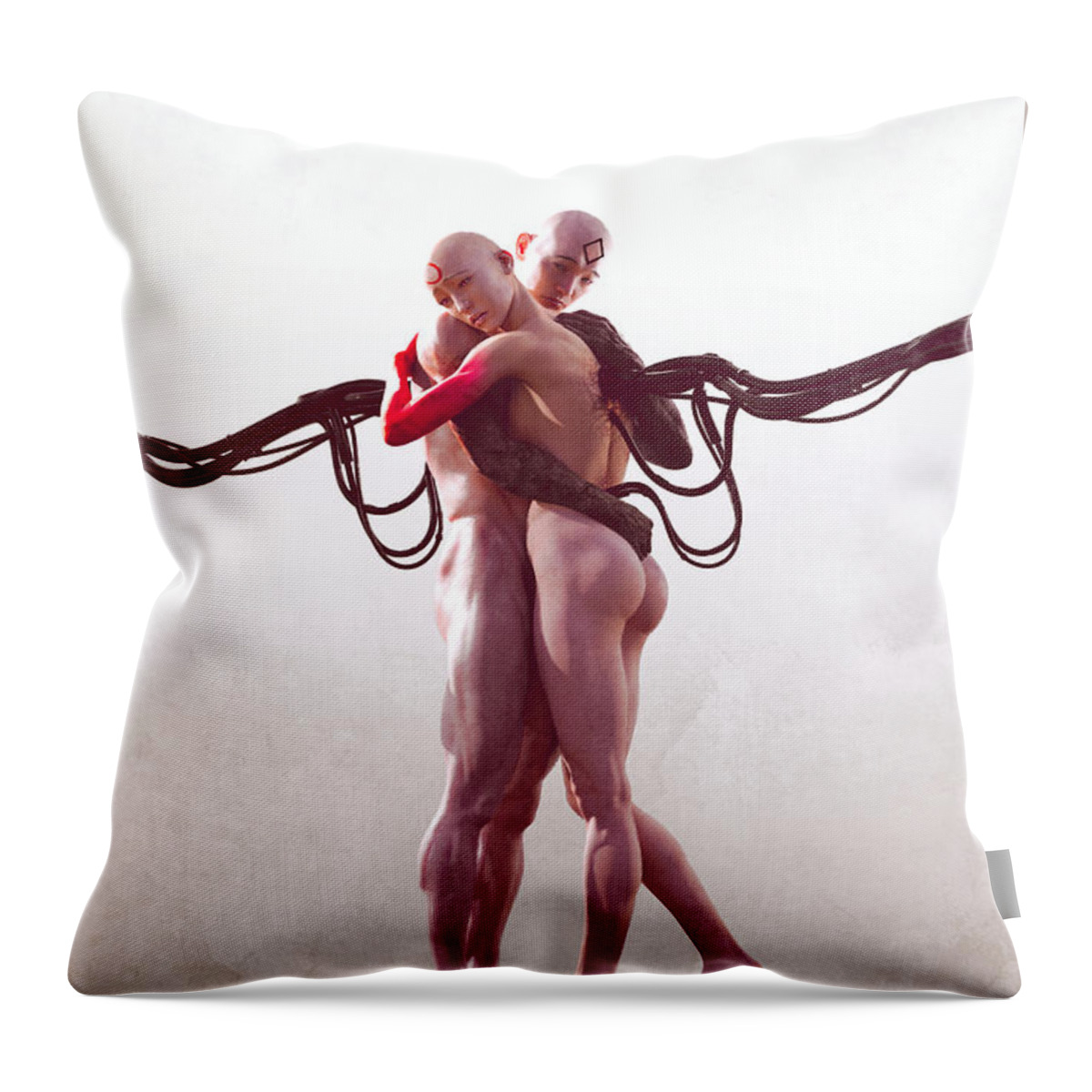 Fantasy Throw Pillow featuring the painting Slaves by Guillem H Pongiluppi