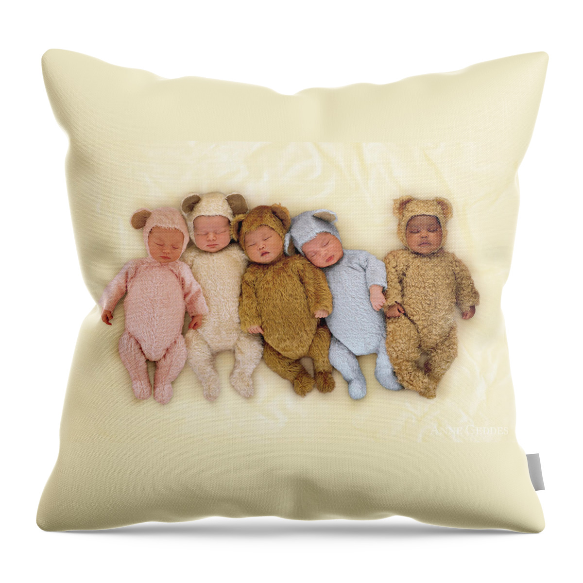 Teddy Bears Throw Pillow featuring the photograph Sleepy Bears by Anne Geddes