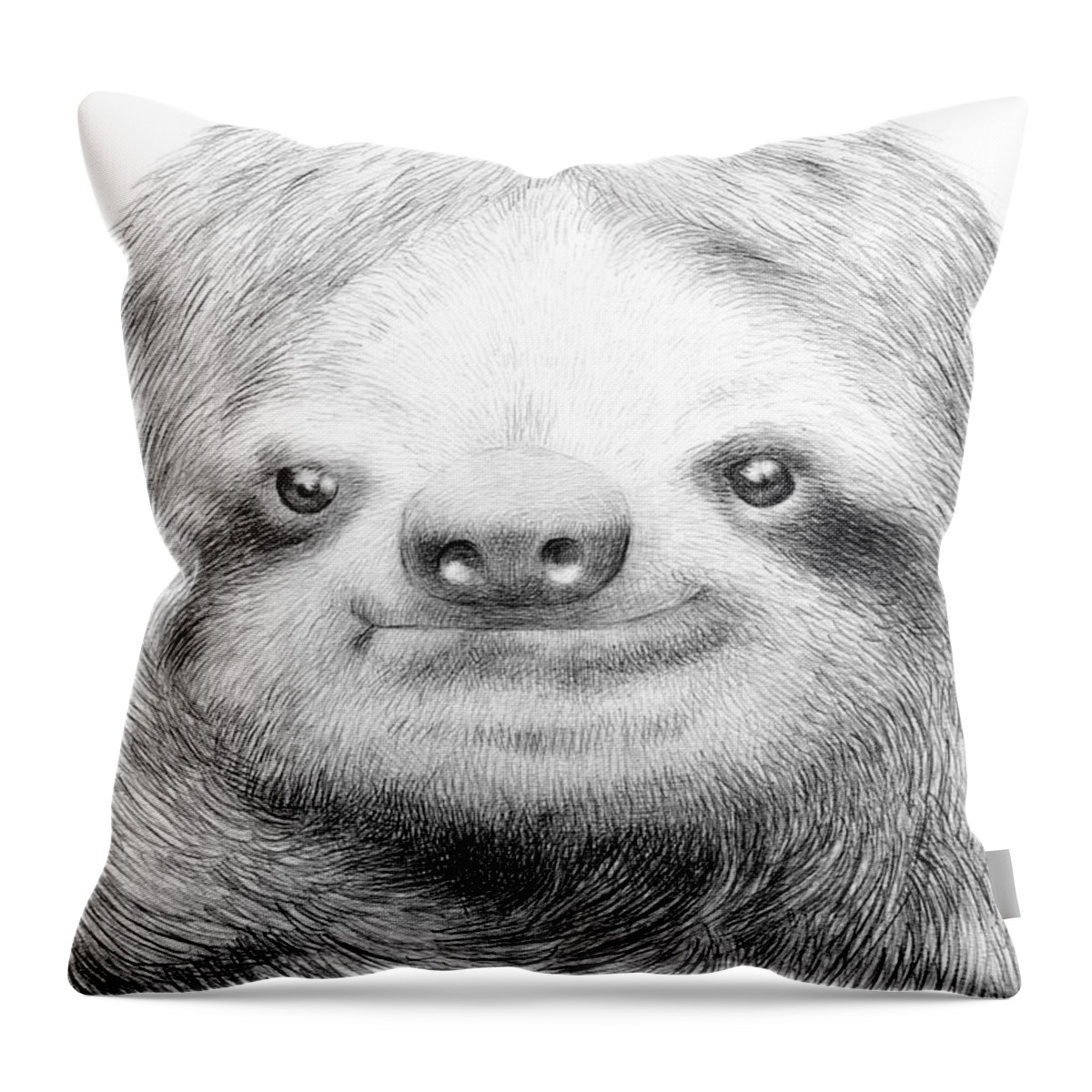 Sloth Throw Pillow featuring the drawing Sloth by Eric Fan