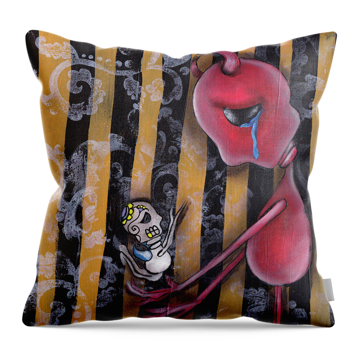 Day Of The Dead Throw Pillow featuring the painting Small Prayer by Abril Andrade