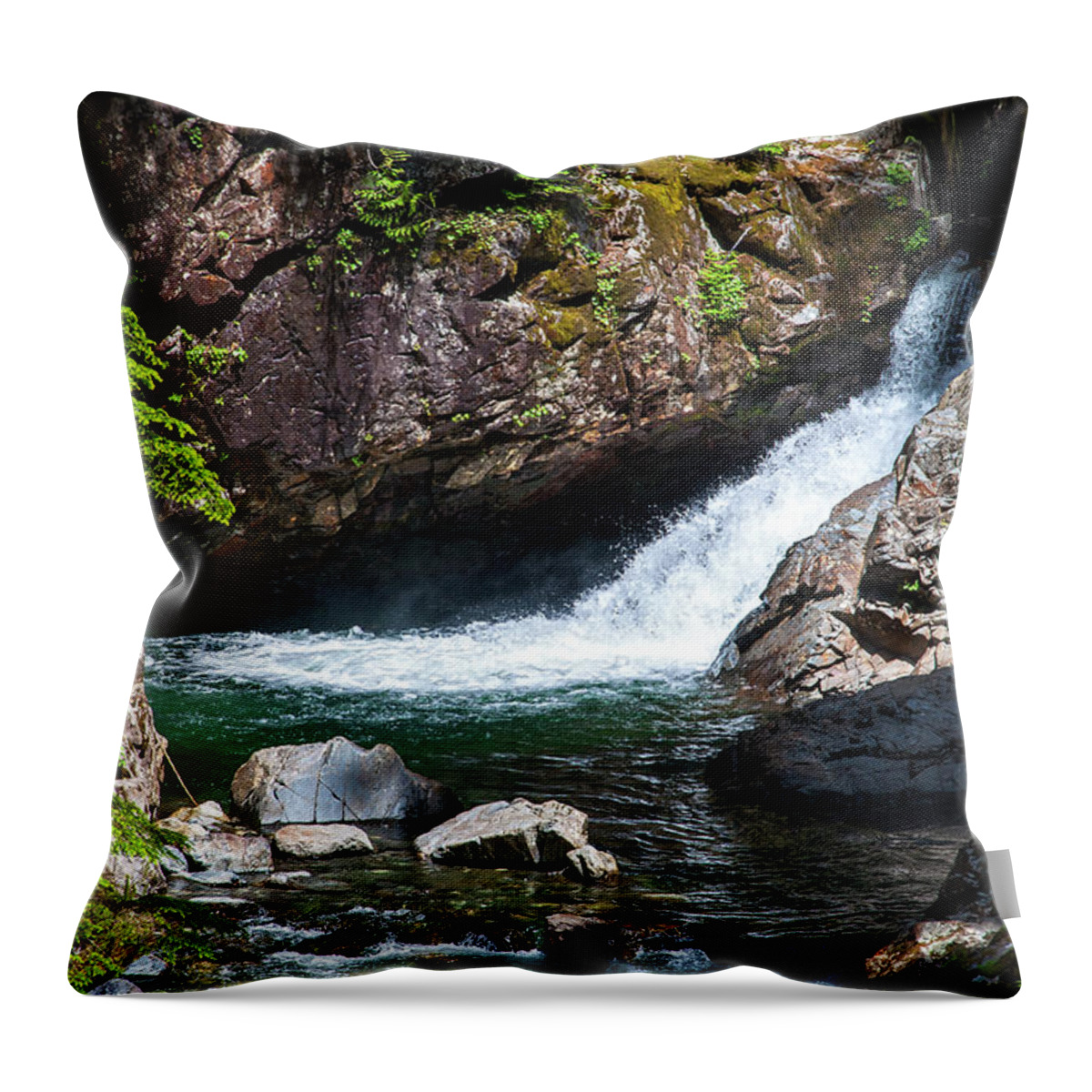 Cascade-mountains Throw Pillow featuring the photograph Small Waterfall In Mountain Stream by Kirt Tisdale