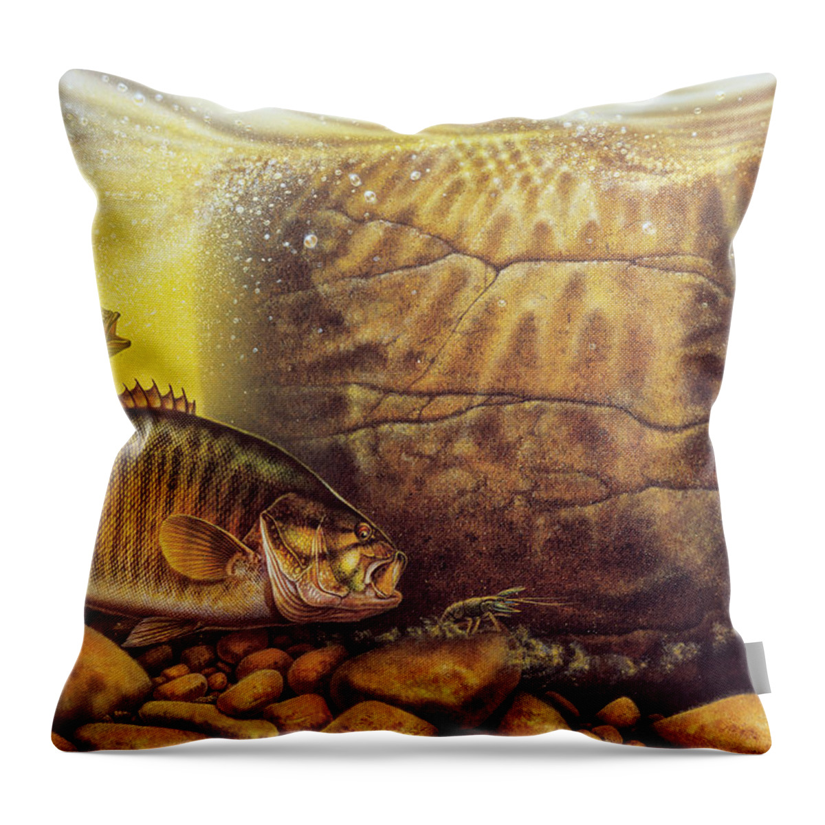 Jon Q Wright Throw Pillow featuring the painting Smallmouth River by JQ Licensing