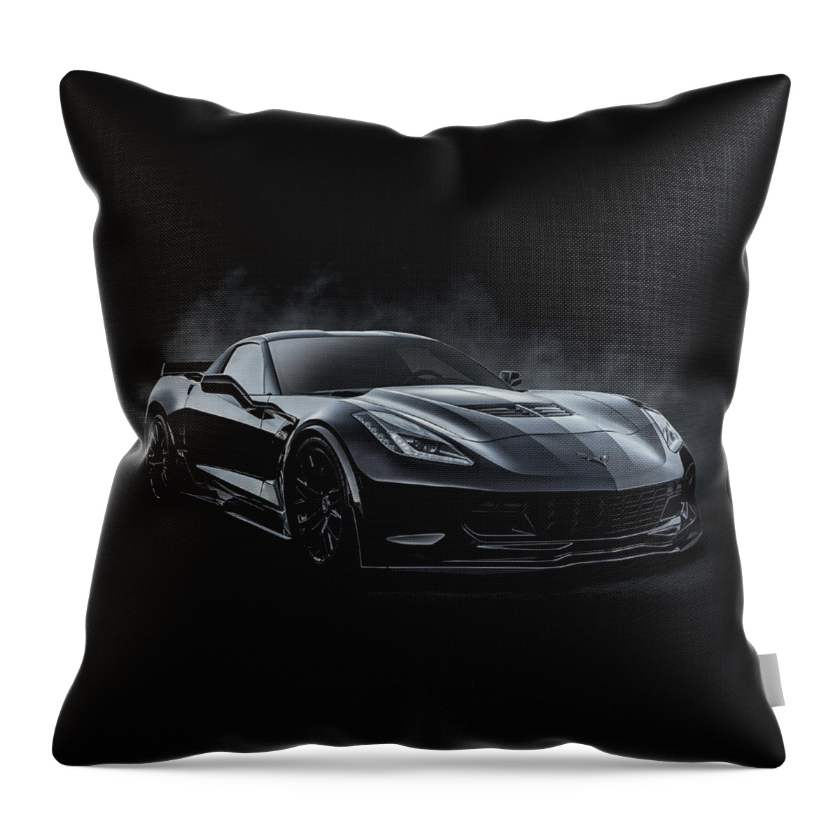 Corvette Throw Pillow featuring the digital art Black Z06 Corvette by Douglas Pittman
