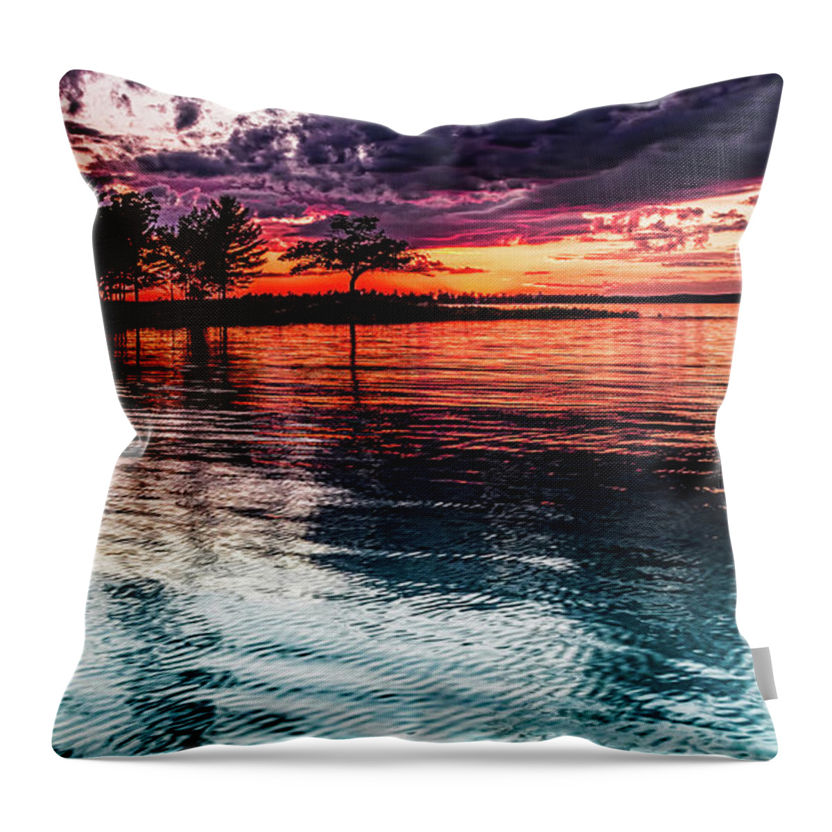 Higgins Lake Throw Pillow featuring the photograph Smooth water Higgins Lake by Joe Holley