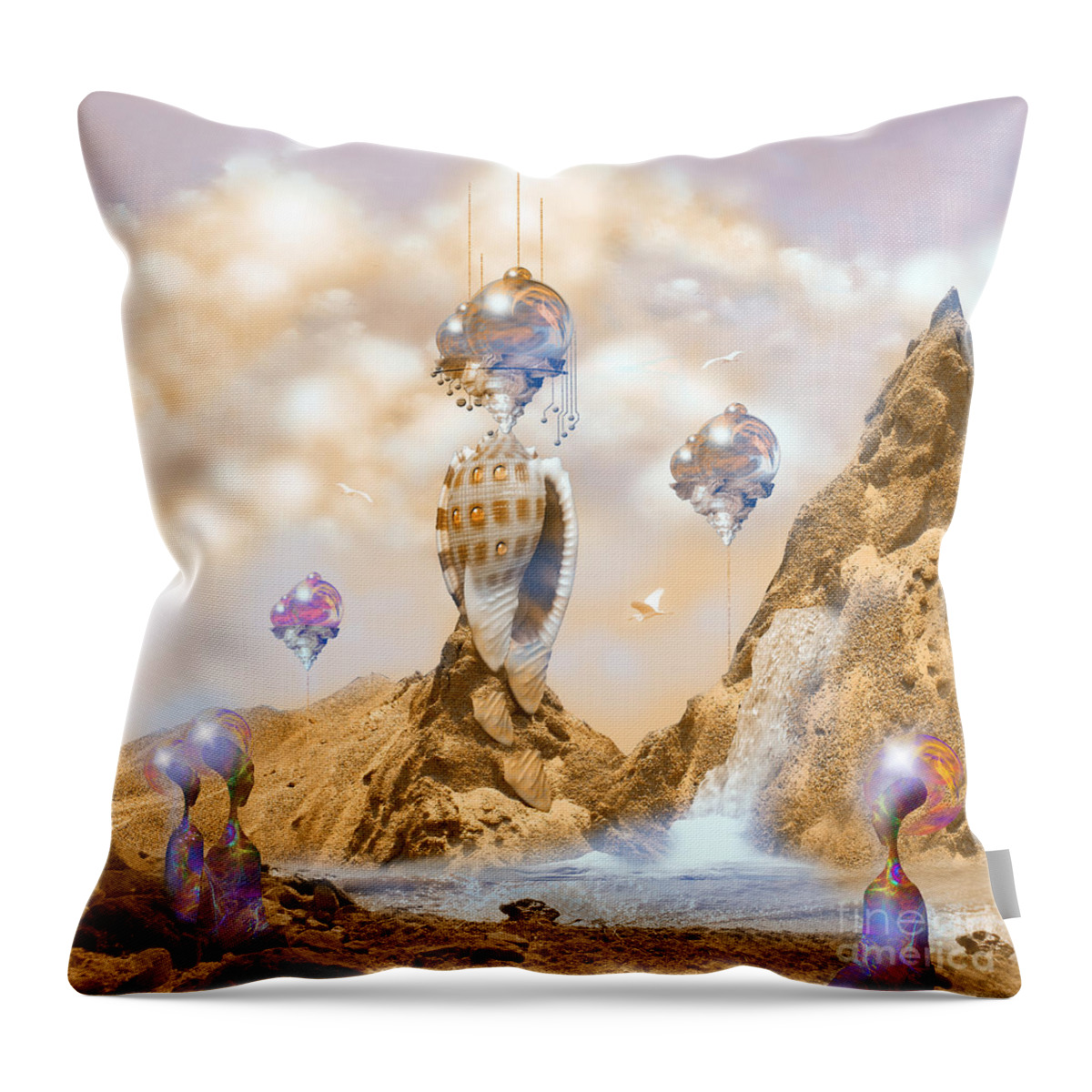Digital Throw Pillow featuring the digital art Snail Shell city by Alexa Szlavics