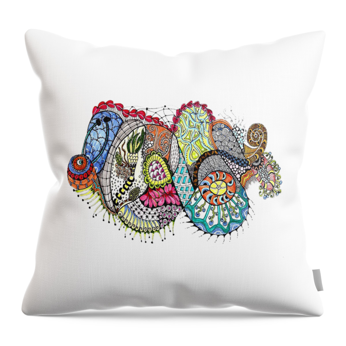 Zentangles Throw Pillow featuring the mixed media Snails Pace by Ruth Dailey
