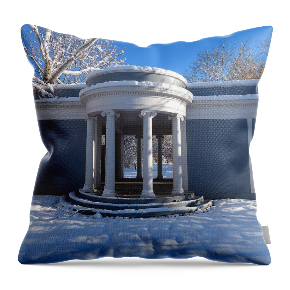 Pantheon Throw Pillow featuring the photograph Snow Covered Pantheon by Phil Perkins