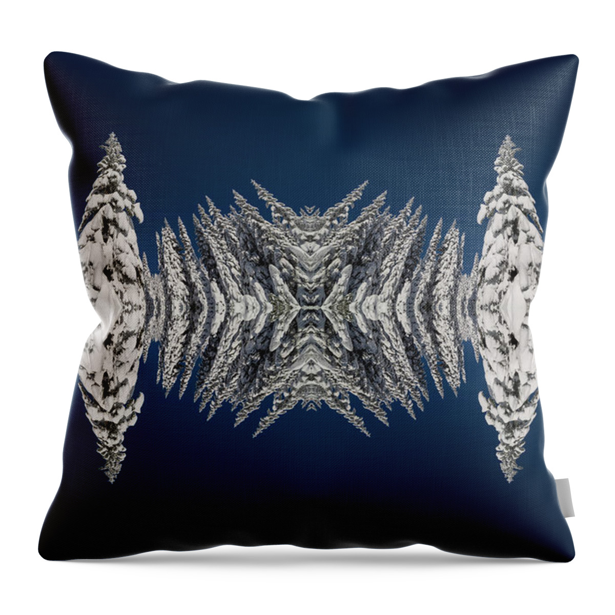 Frost Throw Pillow featuring the digital art Snow Covered Trees Kaleidoscope by Pelo Blanco Photo