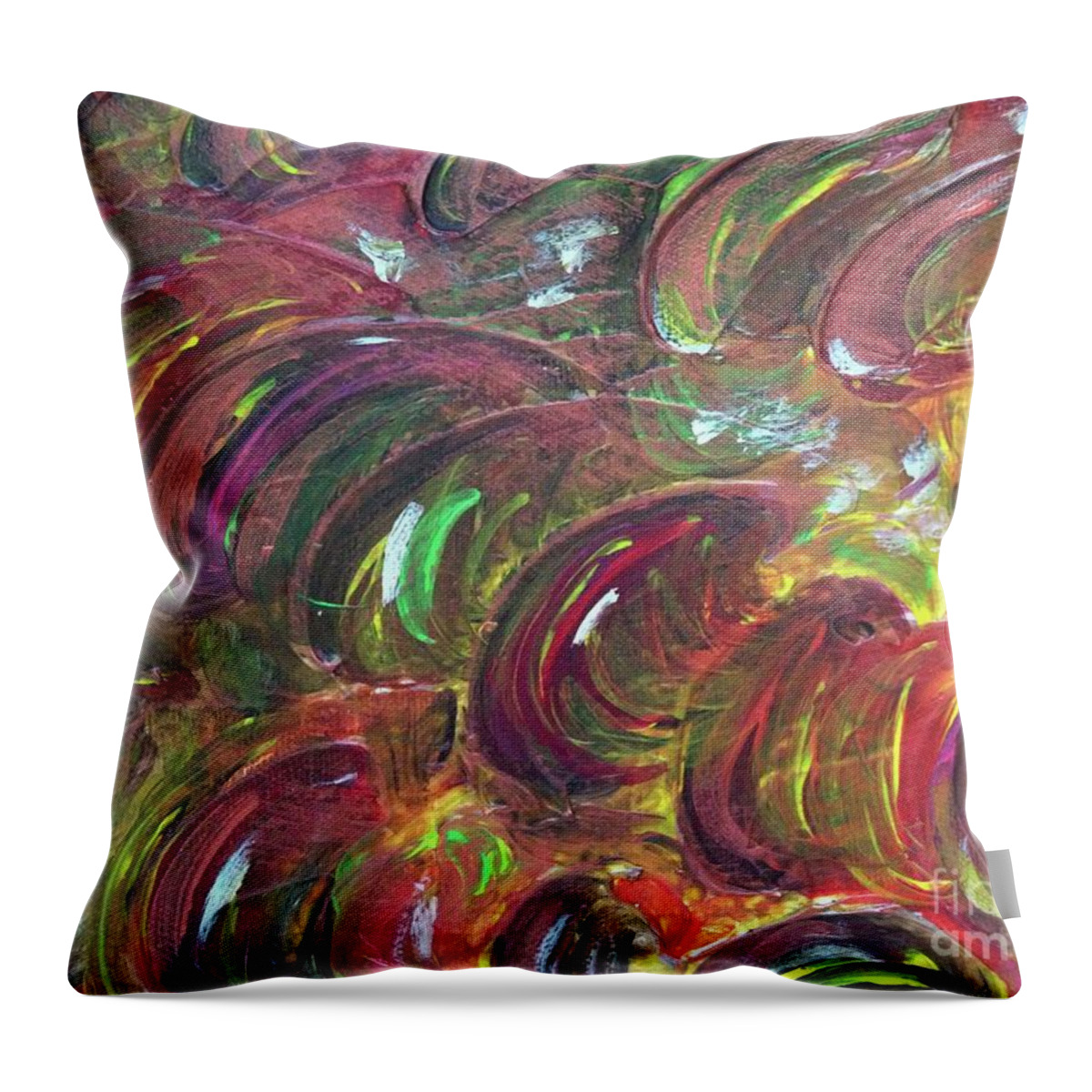 Snow In Autumn Throw Pillow featuring the painting Snow in Autumn by Sarahleah Hankes