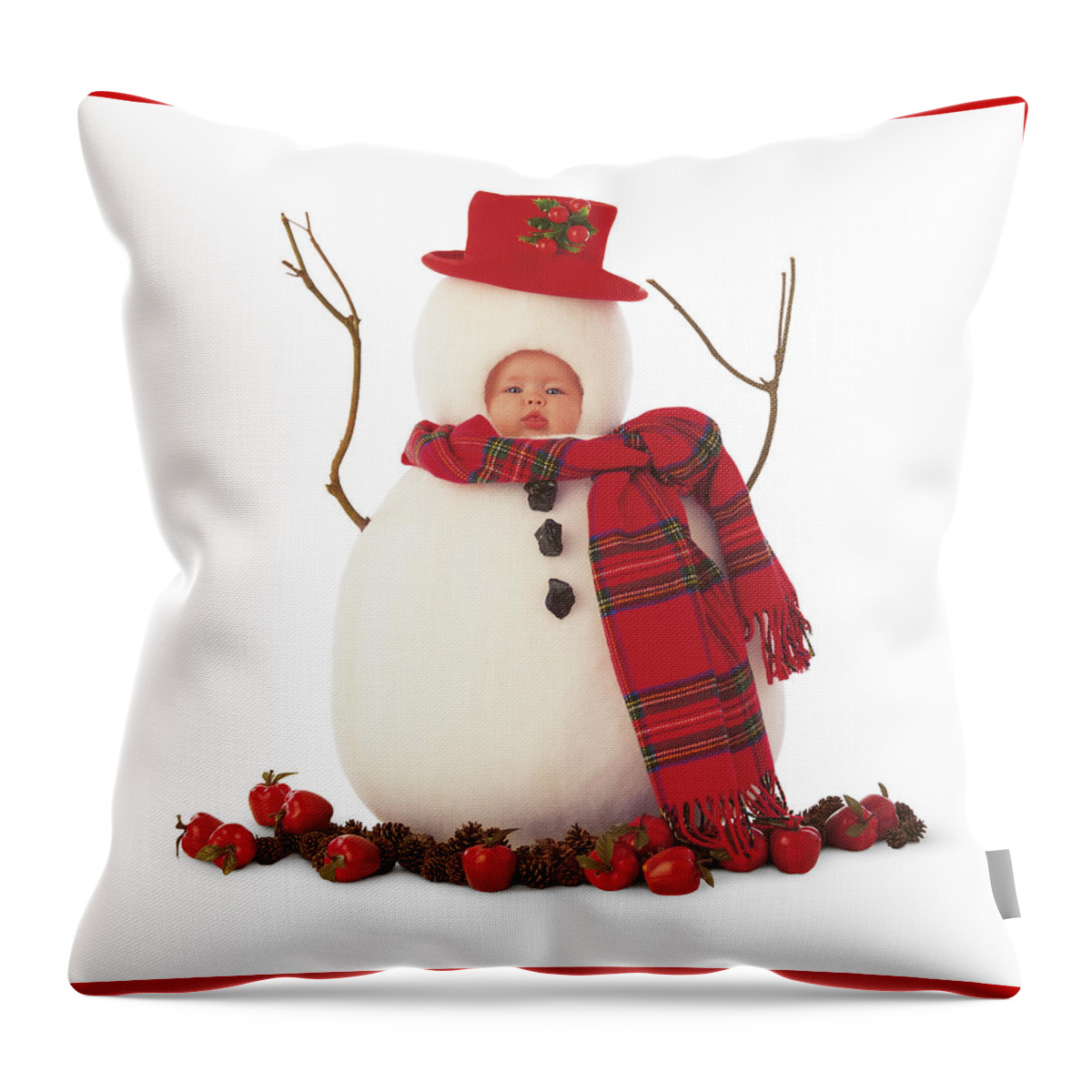 Holiday Throw Pillow featuring the photograph Snowman by Anne Geddes