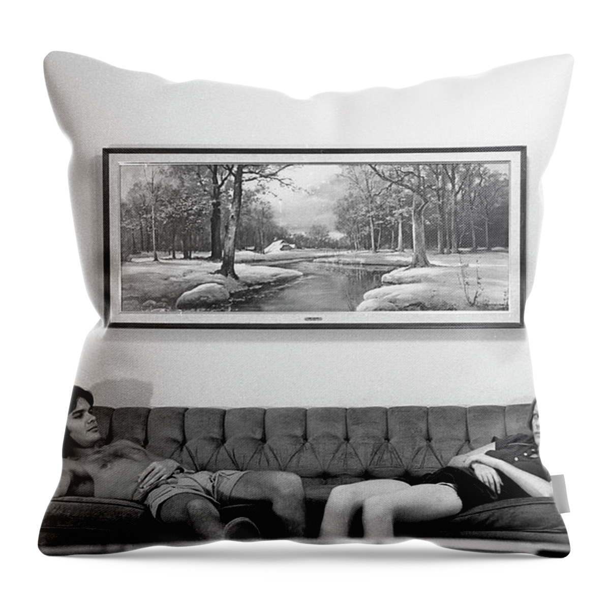 Sofa Art Throw Pillow featuring the photograph Sofa-Sized Picture, With Light Switch, 1973 by Jeremy Butler