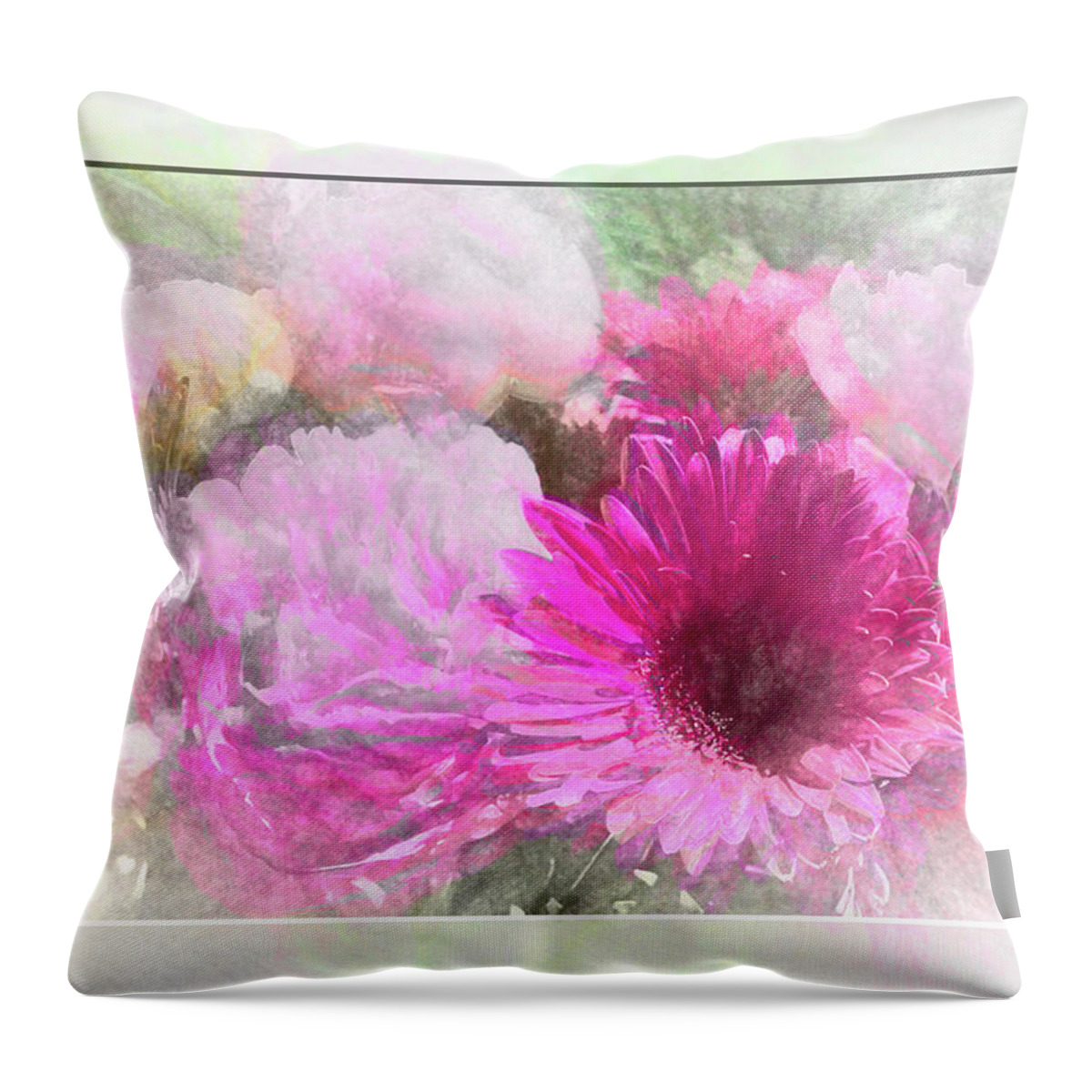 Flower Impressions Throw Pillow featuring the photograph Soft Pink Gerbera by Natalie Rotman Cote