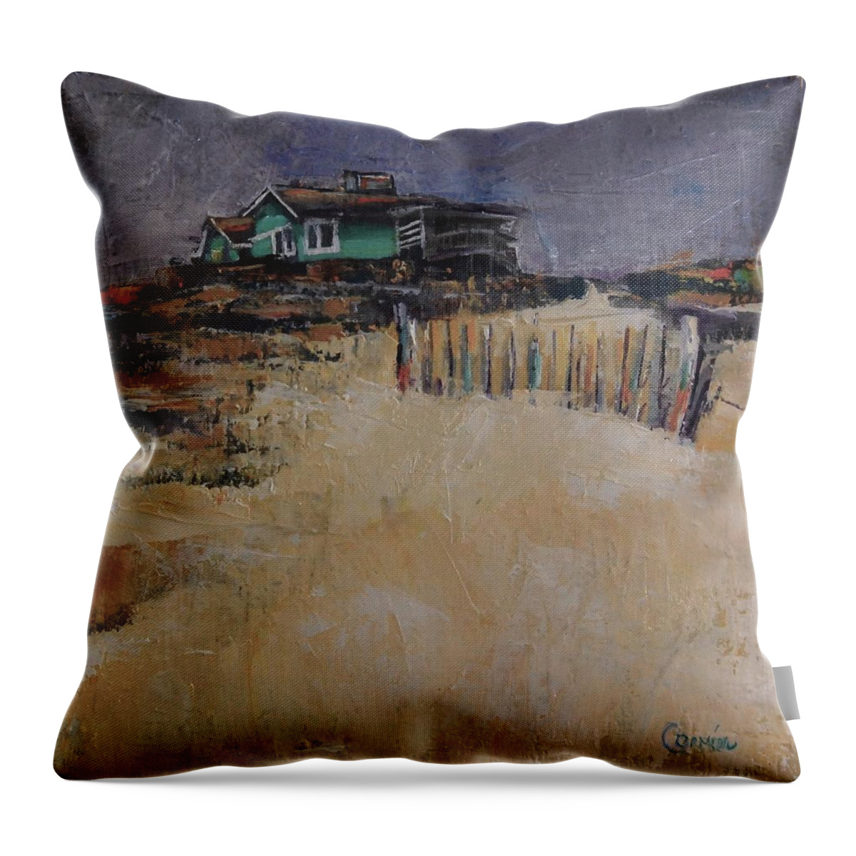 Beach Throw Pillow featuring the painting Some Day I Want To Live Here by Jean Cormier