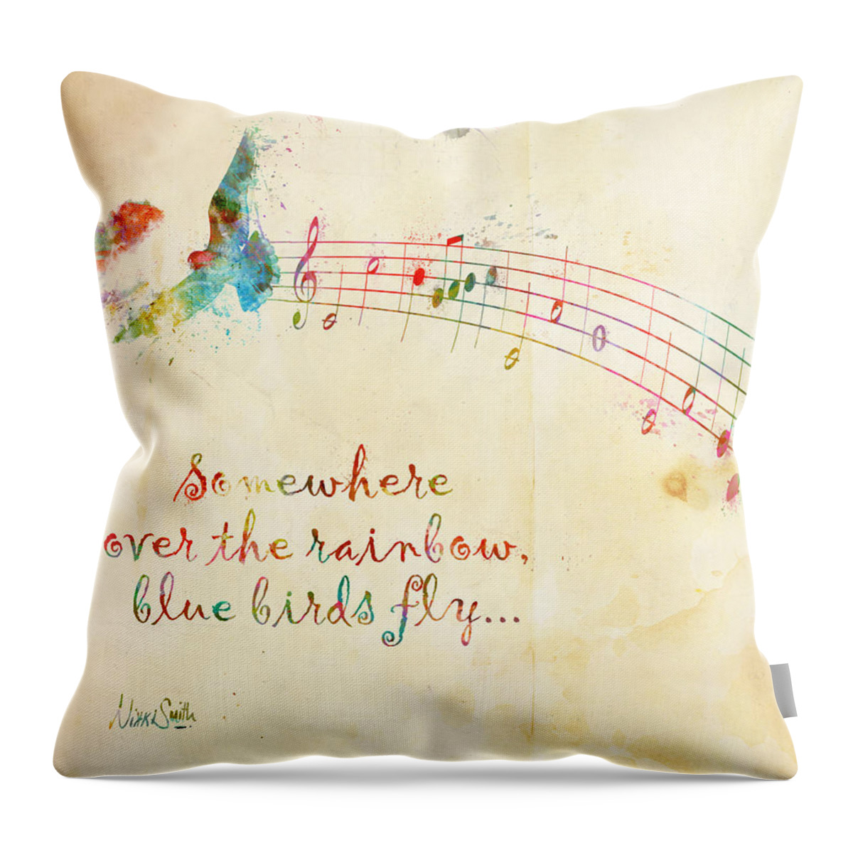 Rainbow Throw Pillow featuring the digital art Somewhere Over the Rainbow by Nikki Smith
