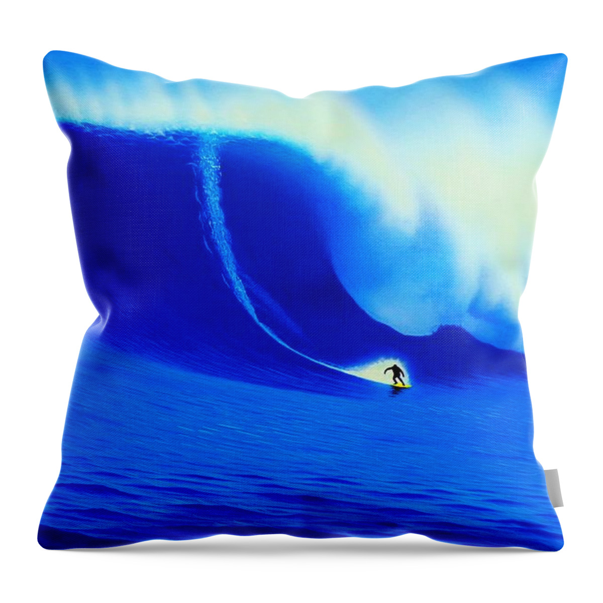 Surfing Throw Pillow featuring the painting Dungeons, South Africa 2006 by John Kaelin