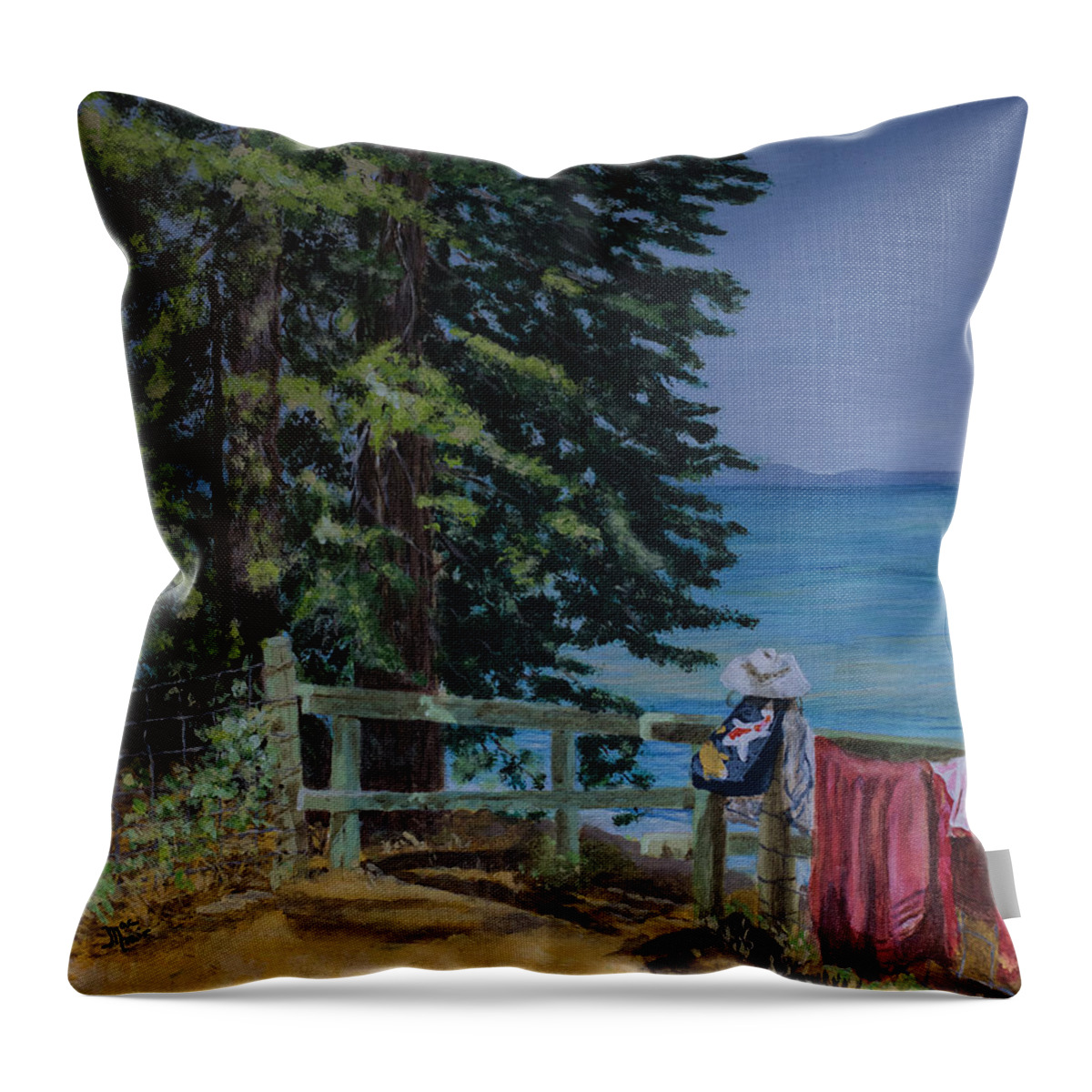 Acrylic Throw Pillow featuring the painting South Lake Tahoe Summer by Jackie MacNair