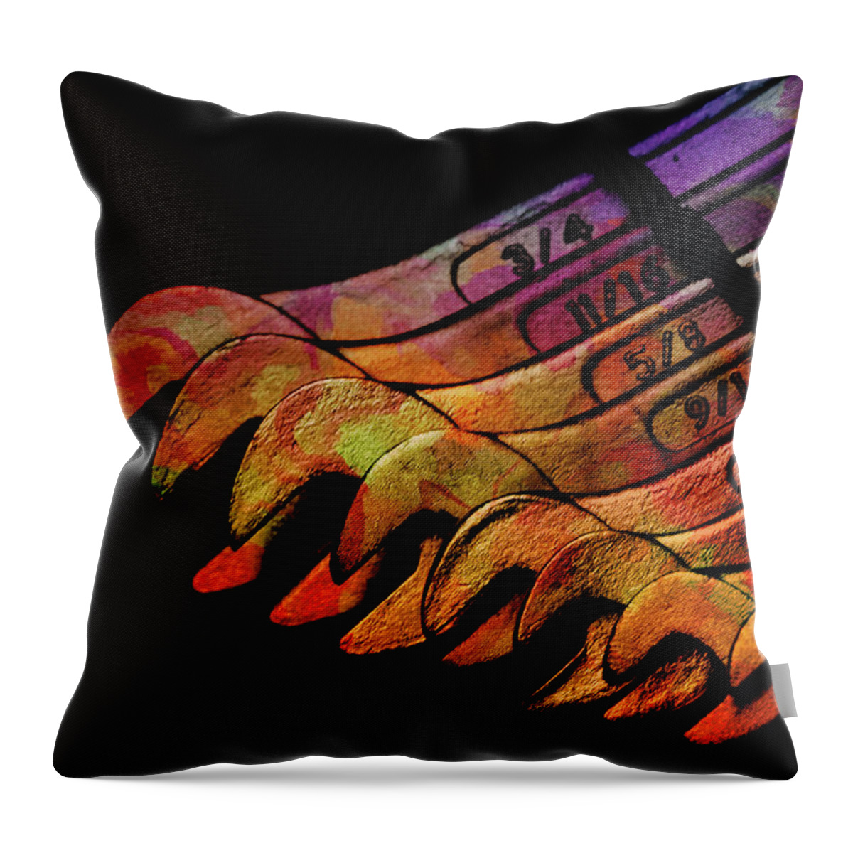 Spanners Photography Throw Pillow featuring the photograph Spanners 01 by Kevin Chippindall