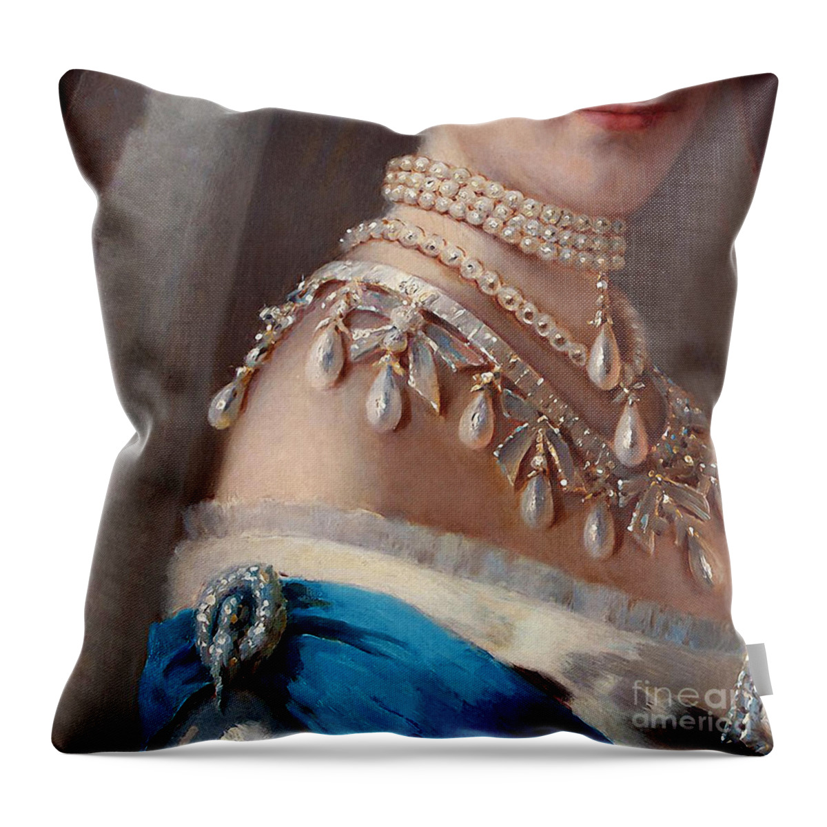 Historical Fashion Royal Jewels On Empress Of Russia Detail Throw Pillow For Sale By Tina Lavoie
