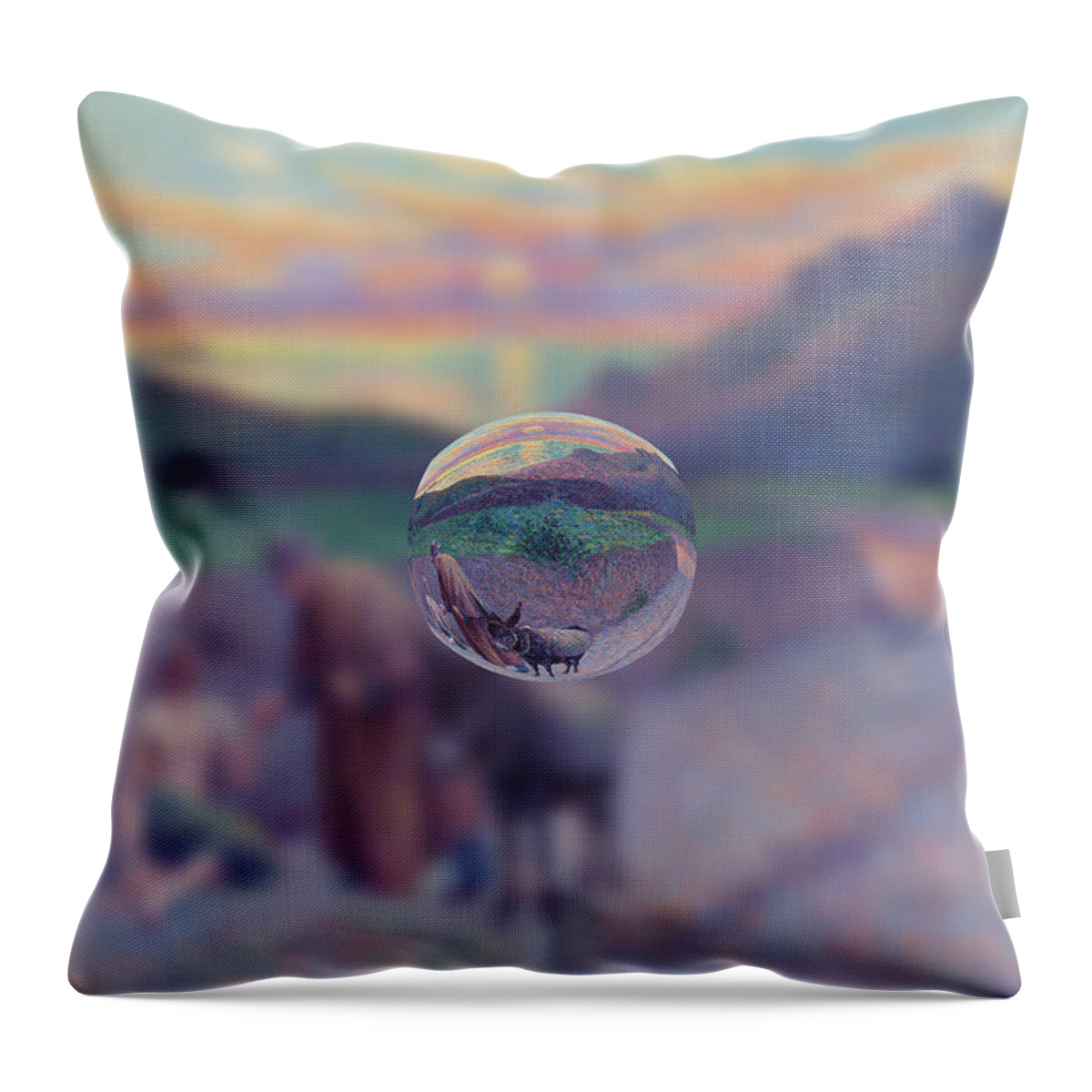 Abstract In The Living Room Throw Pillow featuring the digital art Sphere 10 Luce by David Bridburg