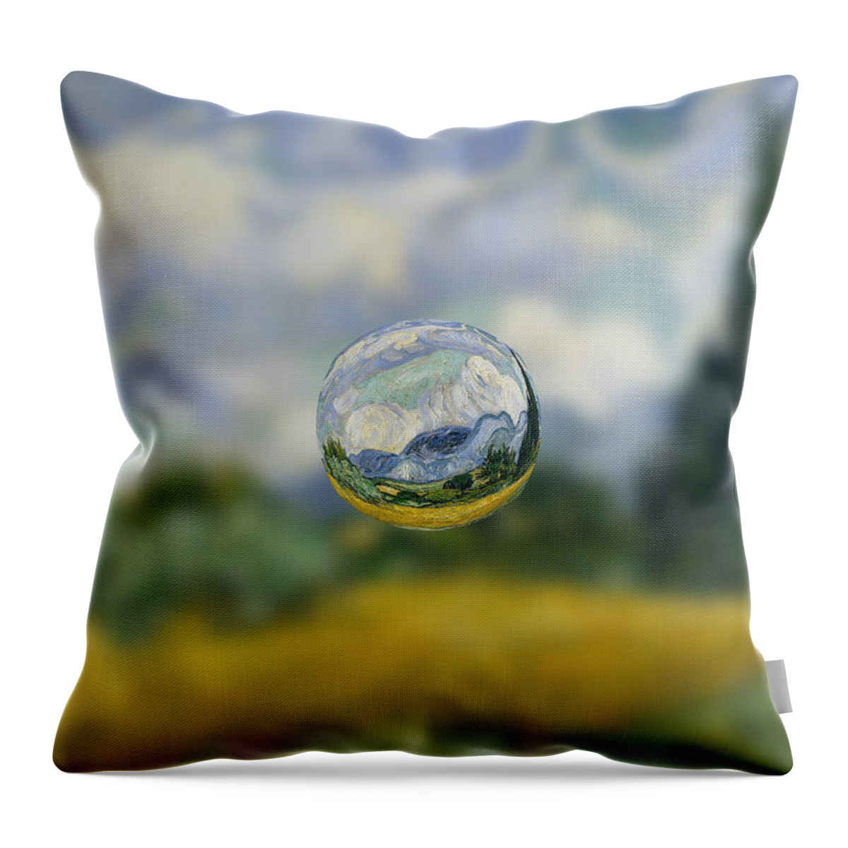 Abstract In The Living Room Throw Pillow featuring the digital art Sphere 7 van Gogh by David Bridburg