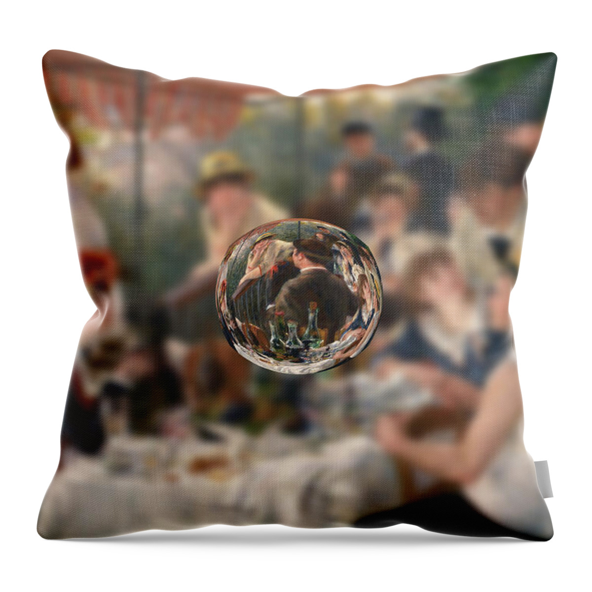 Abstract In The Living Room Throw Pillow featuring the digital art Sphere 4 Renoir by David Bridburg