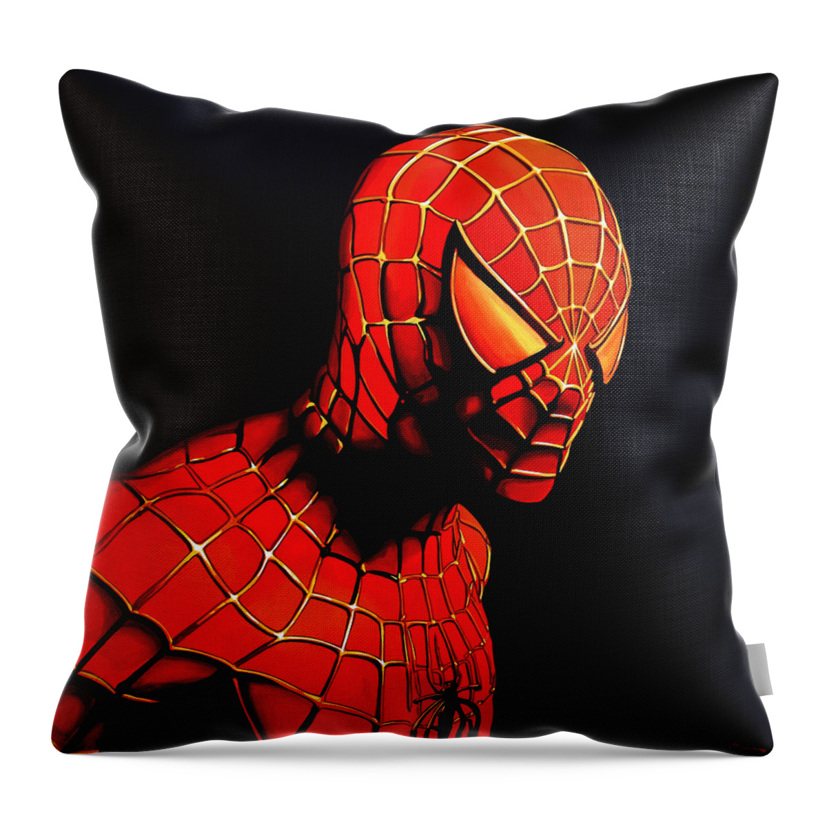Spiderman Throw Pillow featuring the painting Spiderman by Paul Meijering