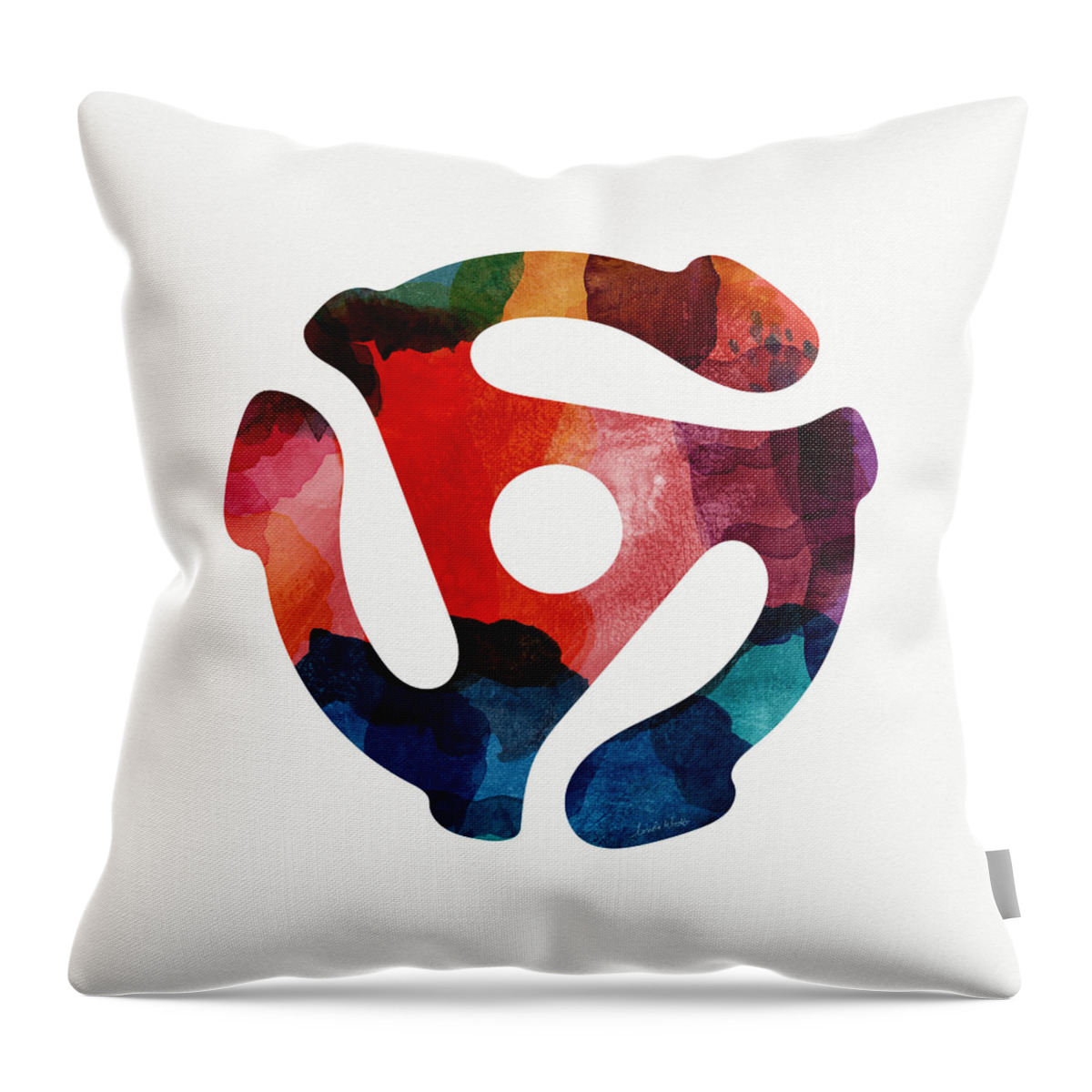 Music Throw Pillow featuring the painting Spinning 45- Art by Linda Woods by Linda Woods