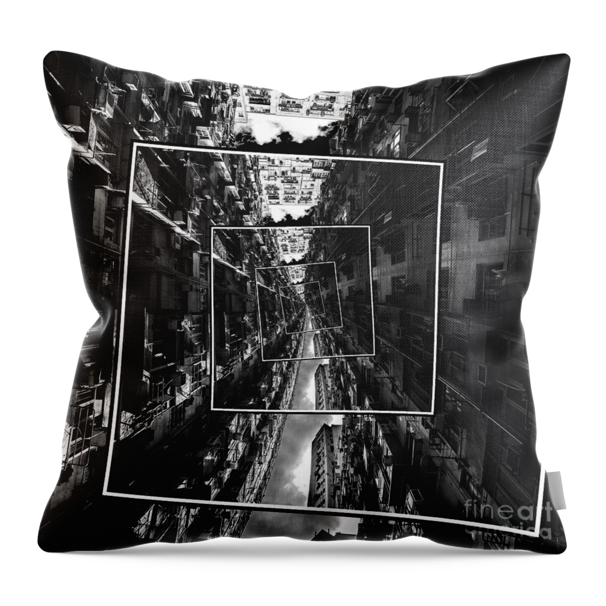 Black And White Throw Pillow featuring the digital art Spinning City by Phil Perkins