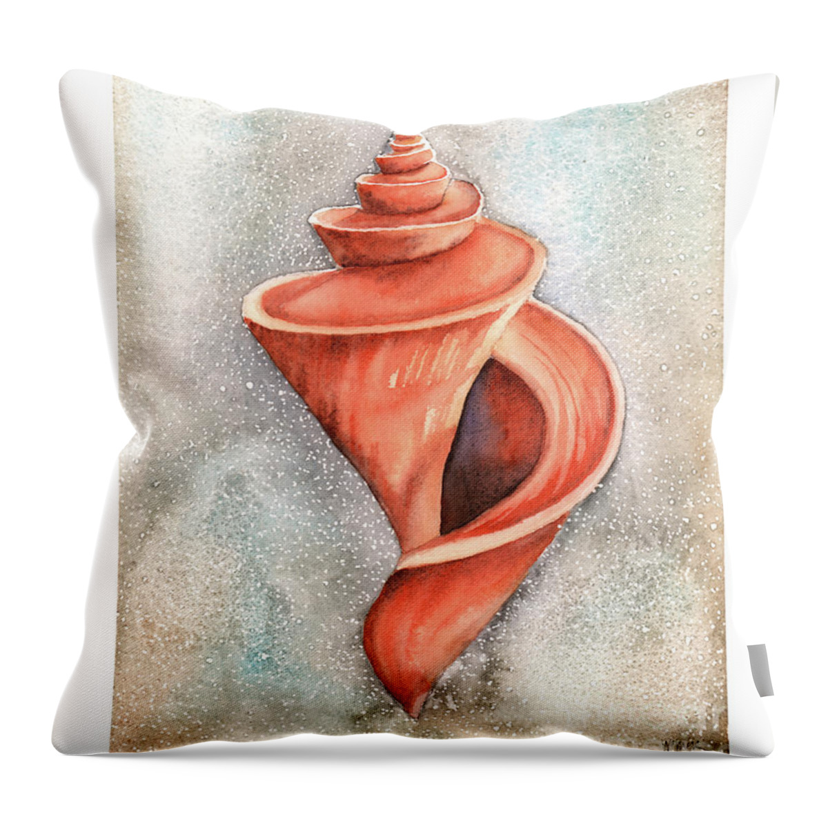 Seashell Throw Pillow featuring the painting Spiral Shell by Hilda Wagner