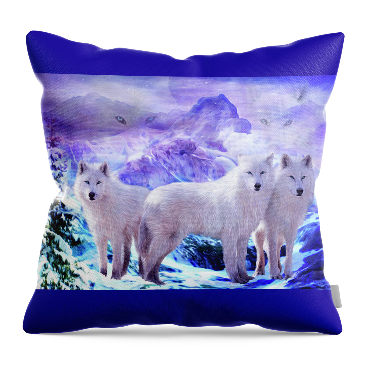 Spirit Of The Arctic Wolf Throw Pillow for Sale by Carol Cavalaris