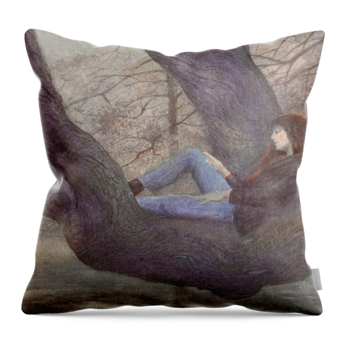 Portrait Throw Pillow featuring the painting Spring Dreaming by David Ladmore