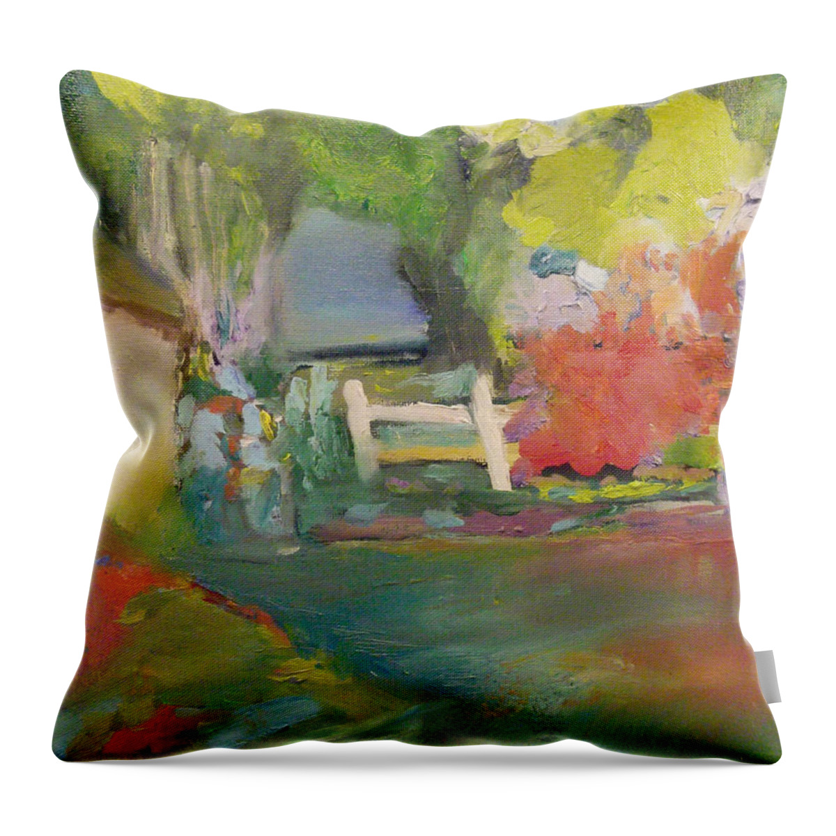 Abstract Throw Pillow featuring the painting Spring House by Susan Esbensen