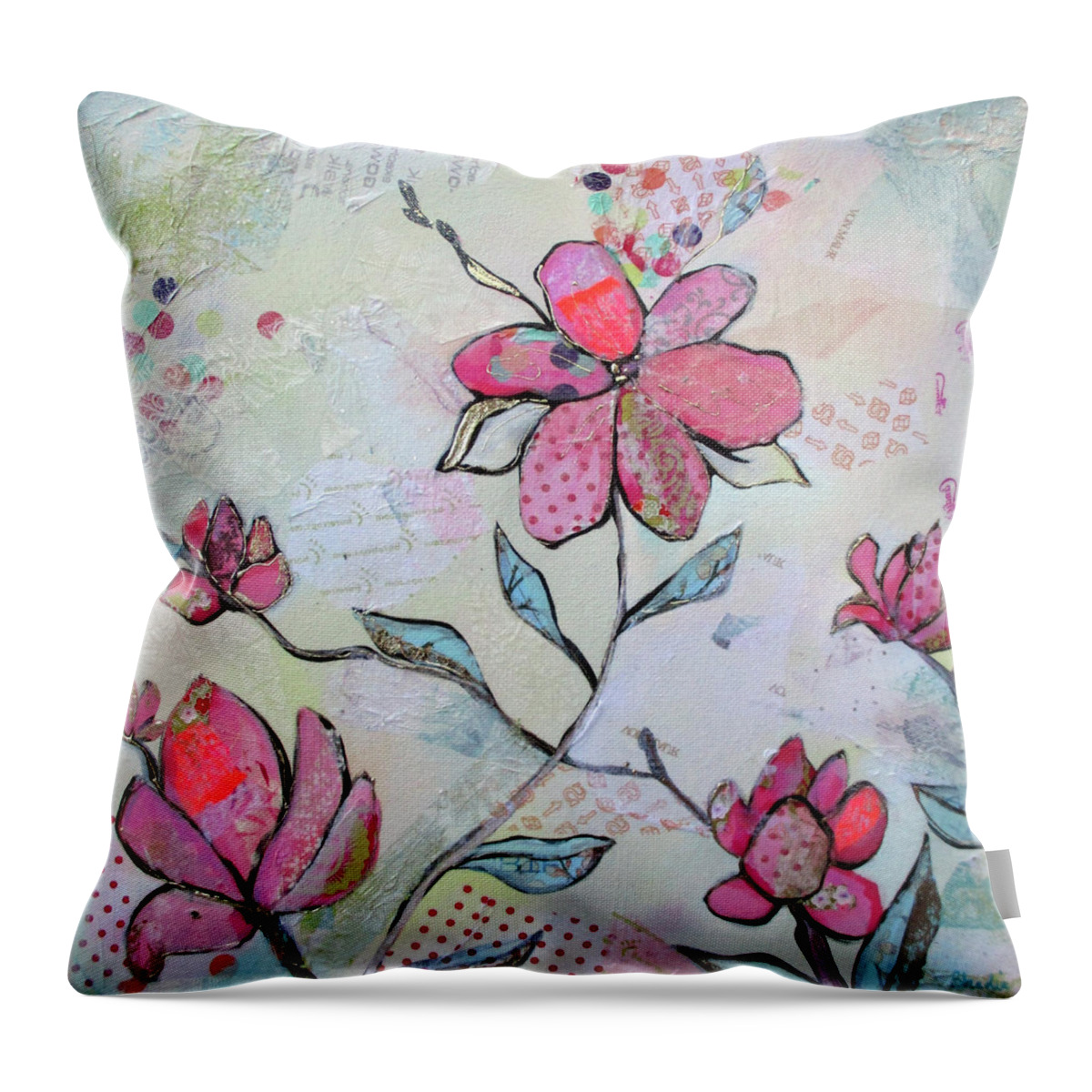 Pink Throw Pillow featuring the painting Spring Reverie II by Shadia Derbyshire