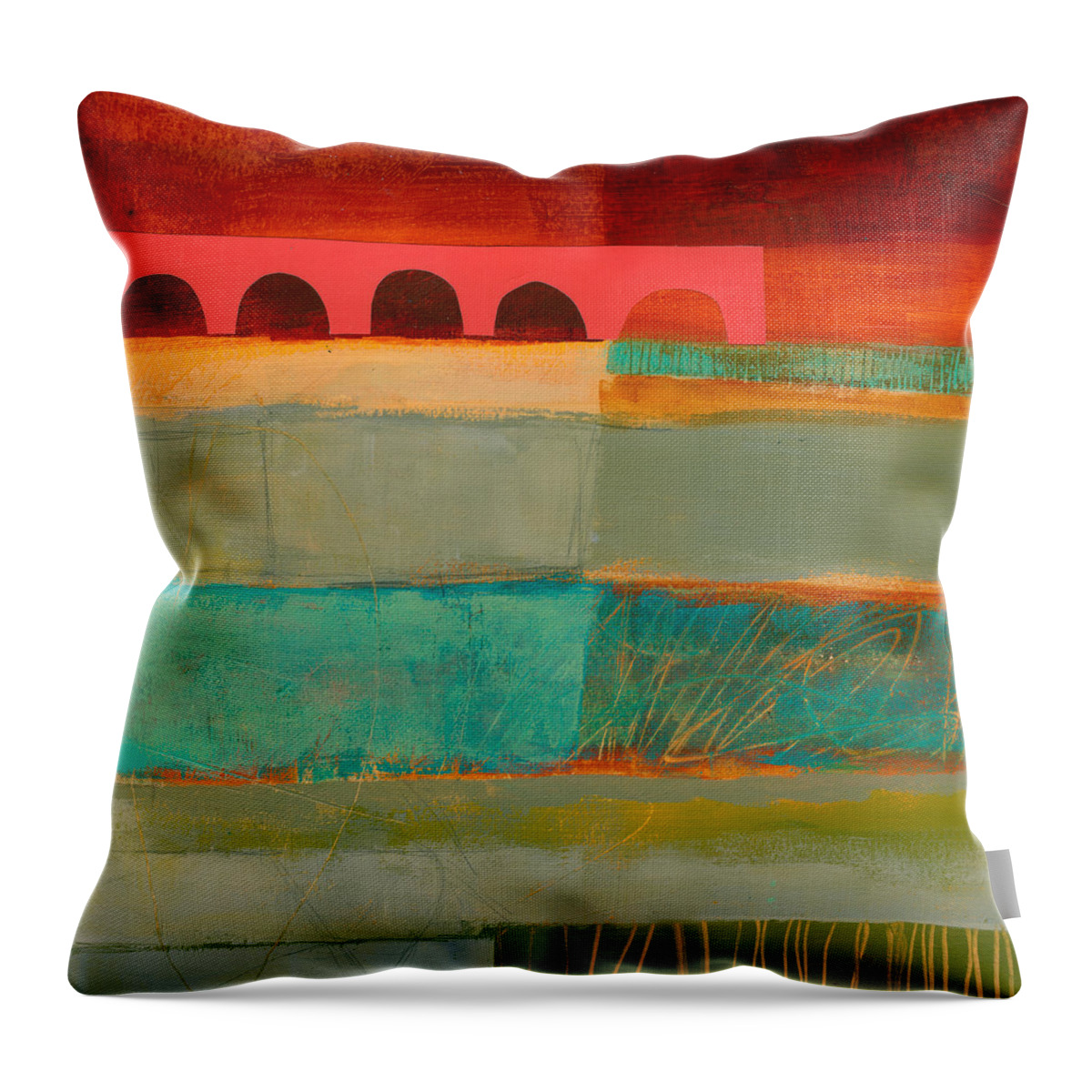 Abstract Art Throw Pillow featuring the painting Square Stripes by Jane Davies