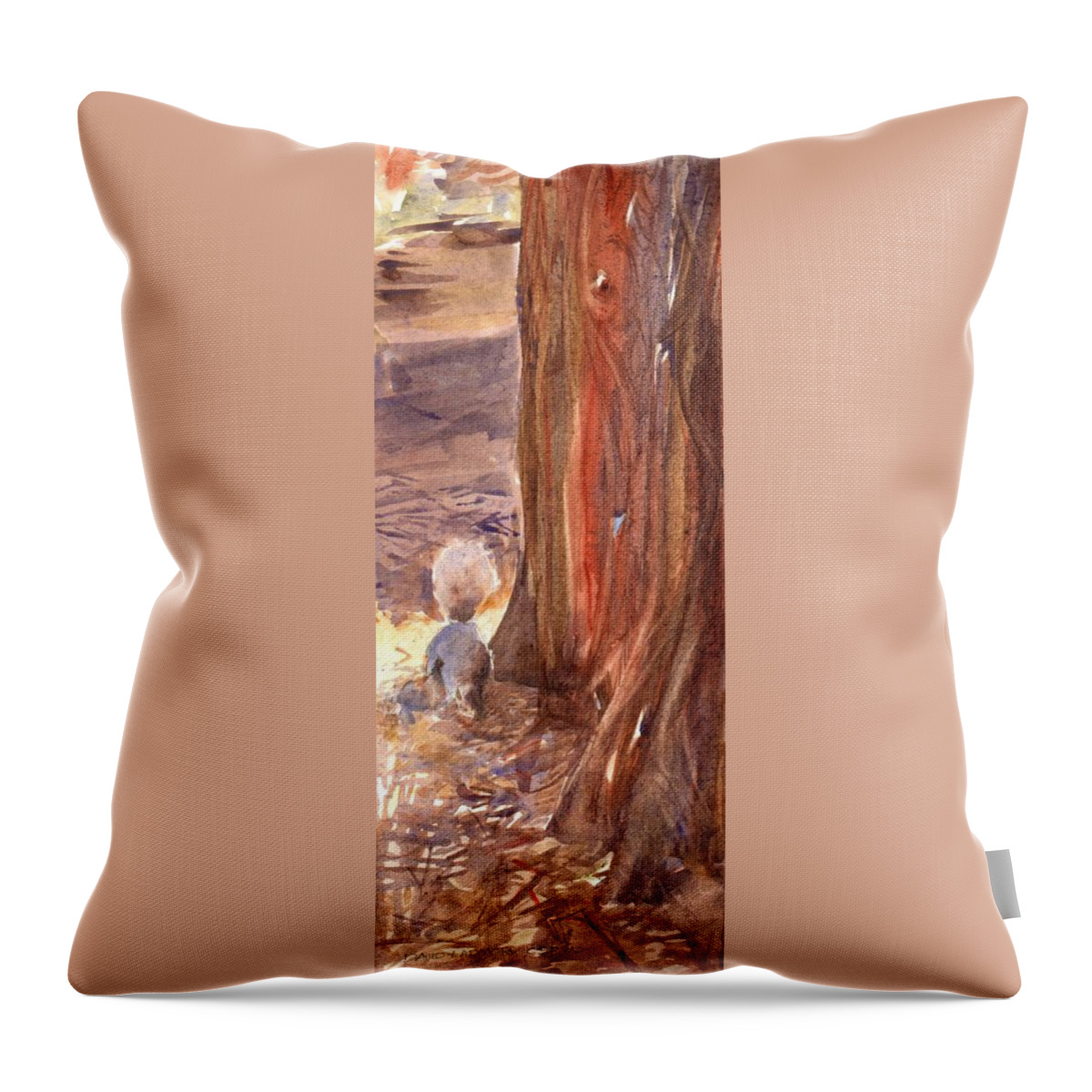 Squirrel Throw Pillow featuring the painting Squirrel by David Ladmore