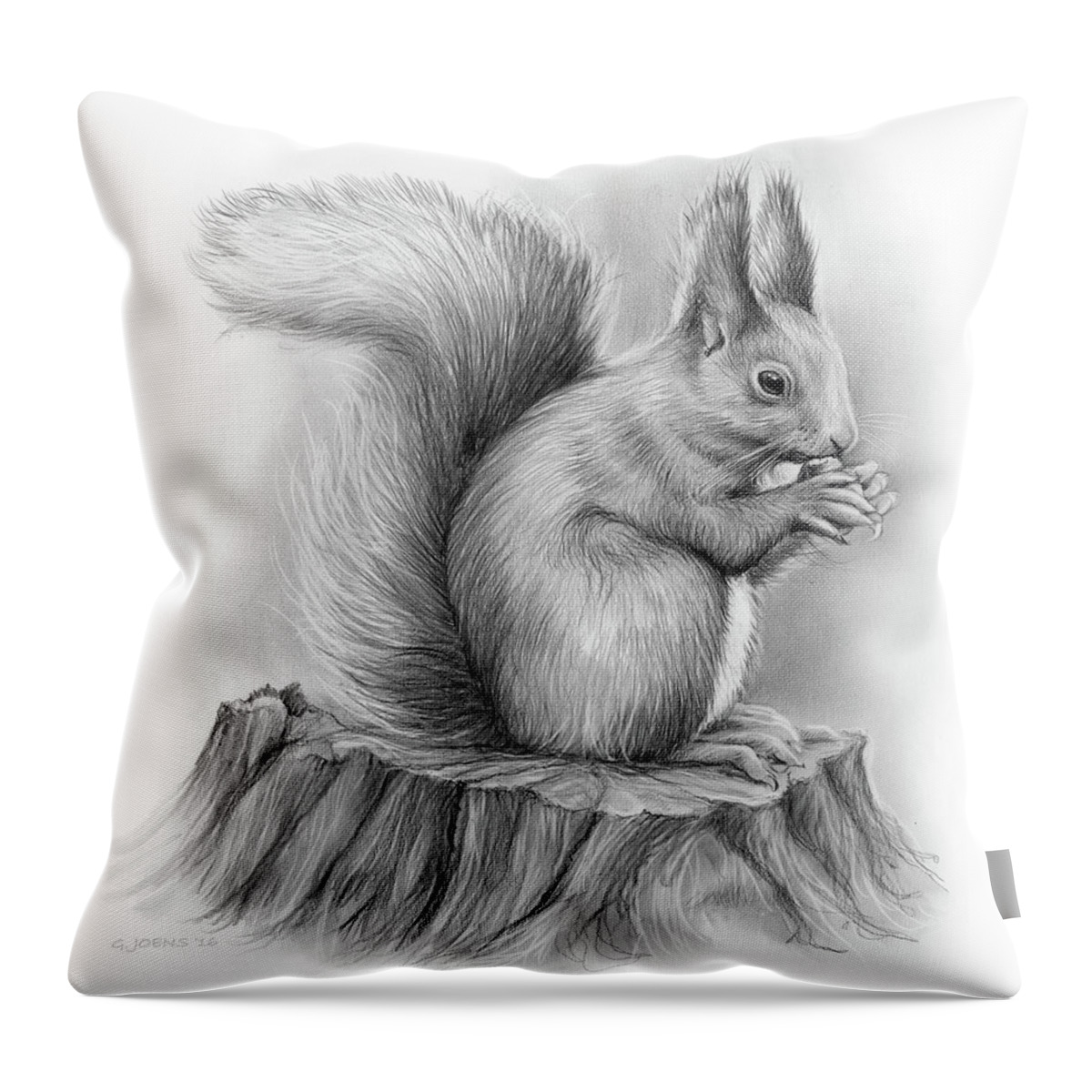 Squirrel Throw Pillow featuring the drawing Squirrel by Greg Joens