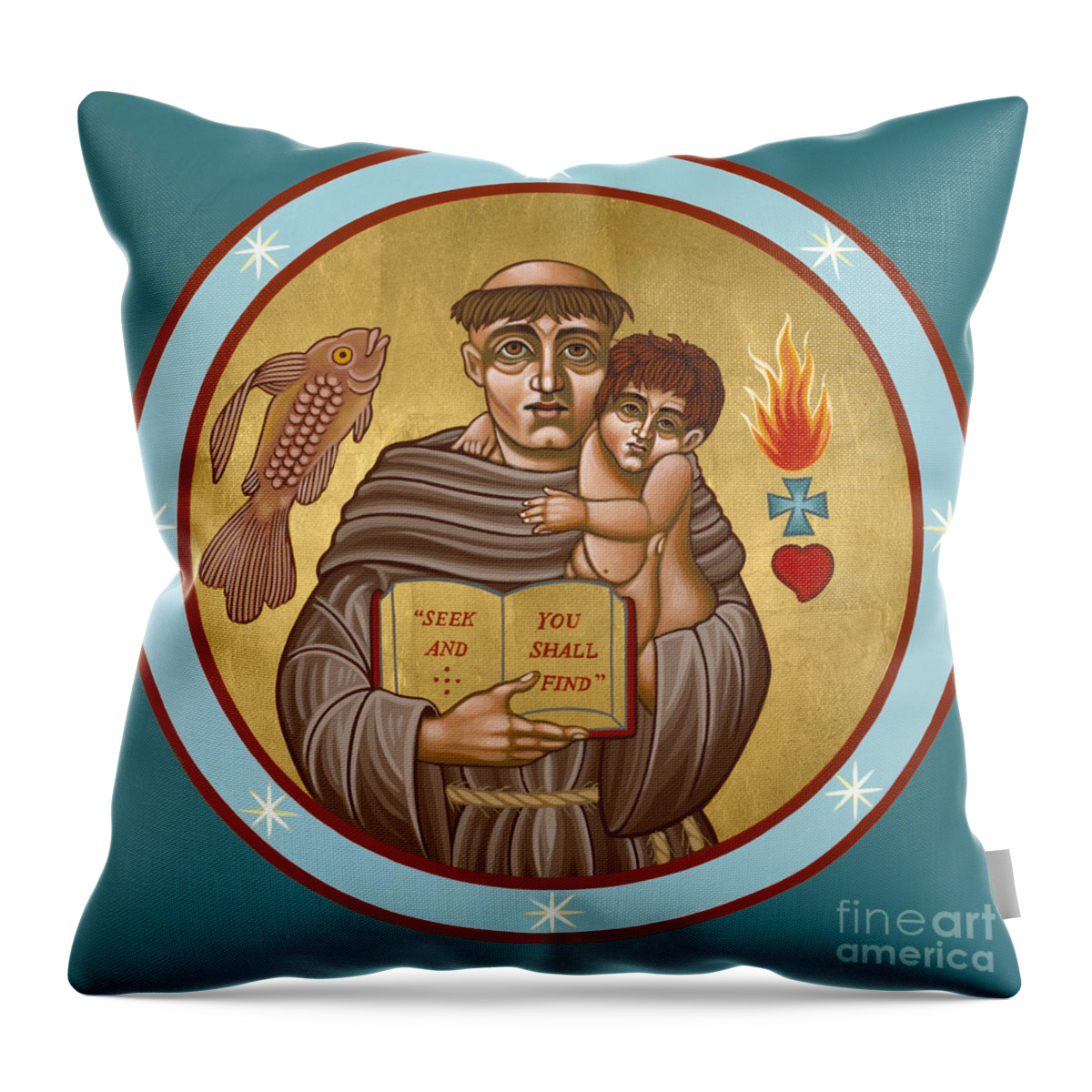 St Anthony Of Padua Throw Pillow featuring the painting St Anthony of Padua 134 by William Hart McNichols