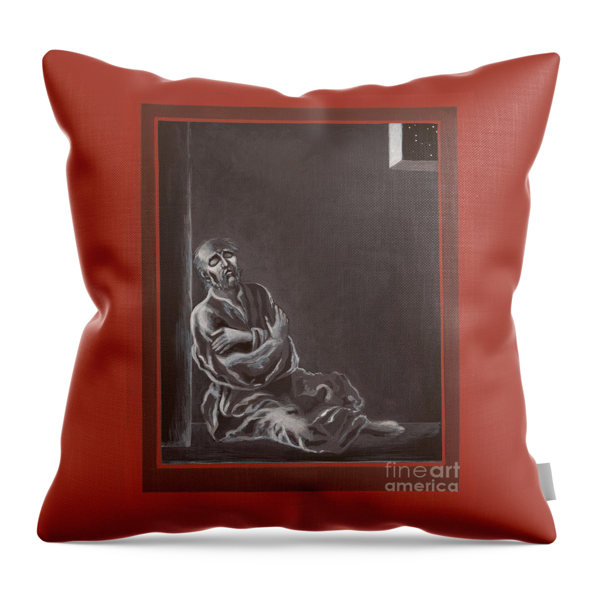  St John Of The Cross In The Dark Night Of The Soul Throw Pillow featuring the painting St John of the Cross in the Dark Night of the Soul 290 by William Hart McNichols