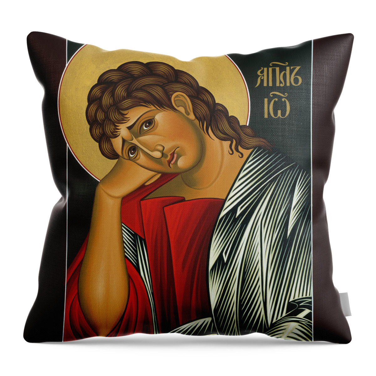 St. John The Apostle Is Part Of The Triptych Of The Passion With Jesus Christ Extreme Humility And Our Lady Of Sorrows Throw Pillow featuring the painting St. John the Apostle 037 by William Hart McNichols