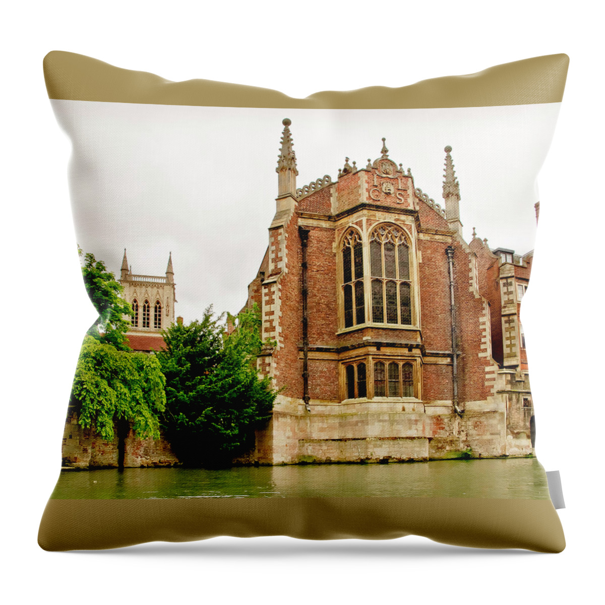 Cambridge Throw Pillow featuring the photograph St Johns College from the Backs. by Elena Perelman