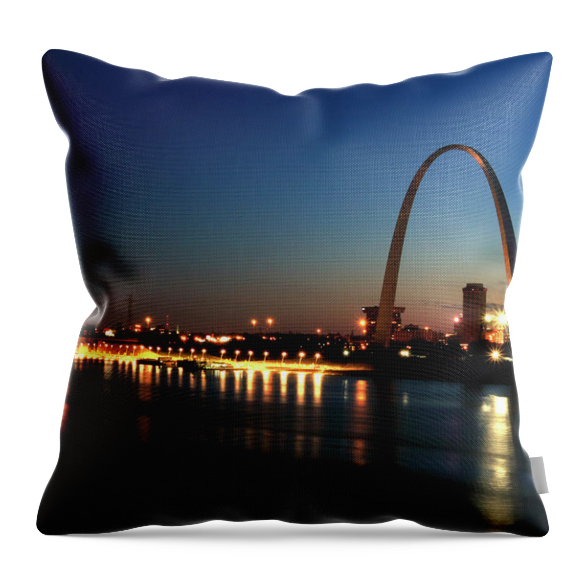 Cityscape Throw Pillow featuring the photograph St Louis Arch and Riverfront by Holly Ross