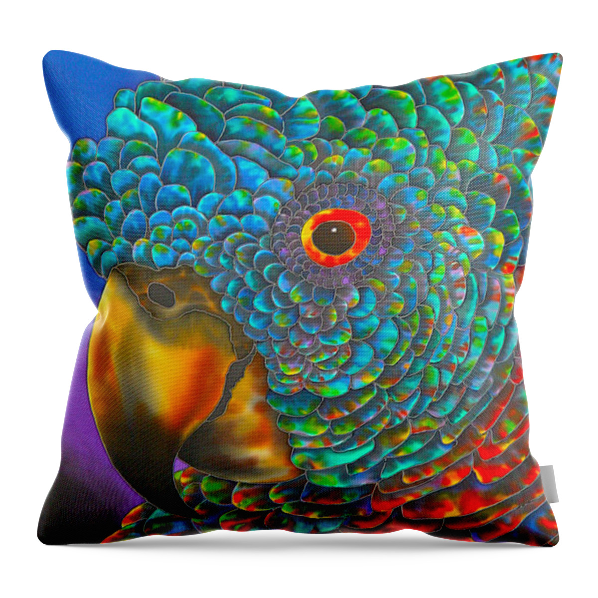  Throw Pillow featuring the painting St. Lucian Parrot - Exotic Bird by Daniel Jean-Baptiste