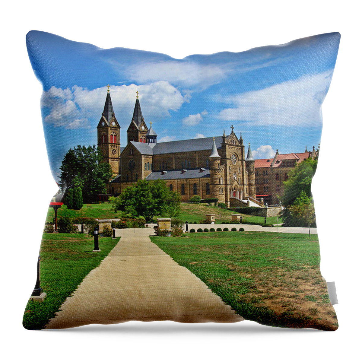 St.meinred Throw Pillow featuring the photograph St Meinred Retreat in Indiana by Stacie Siemsen