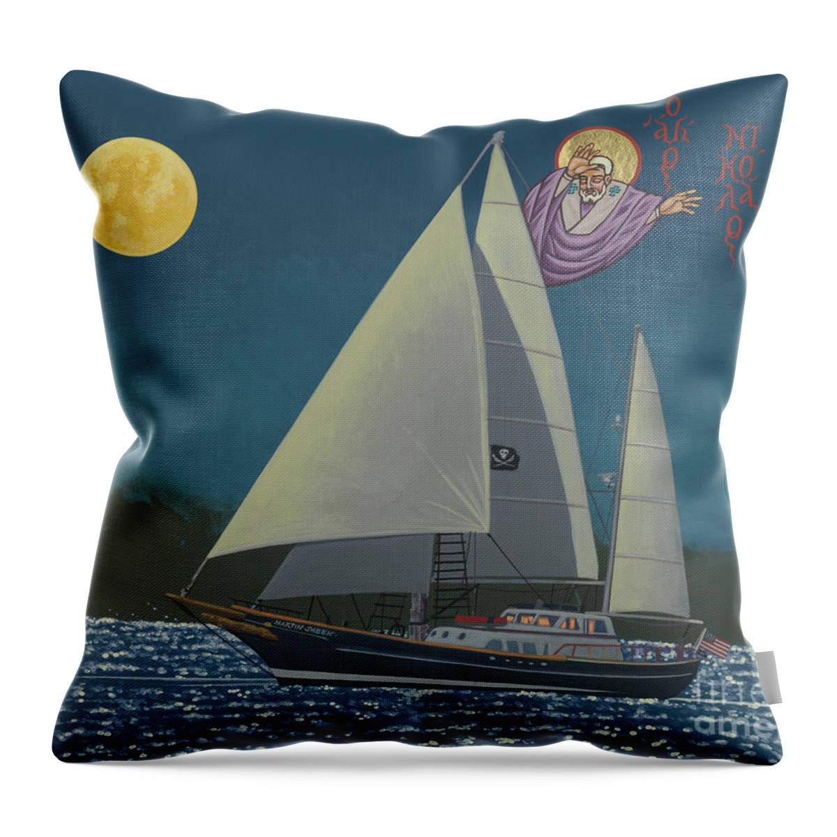 St Nicholas Patron Of Children Sailors And Sea Shepherds Throw Pillow featuring the painting St Nicholas Patron of Children, Sailors and Sea Shepherds- 296 by William Hart McNichols